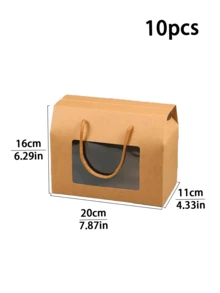 5pcs/10pcs White Window Handle Boxes For Cookies, Sandwich Crackers, Soda Crackers, Macarons, Candies, Mini Snacks, Suitable For Birthday, Party, Wedding Gift Packaging - View 13
