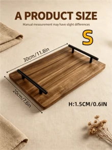 Platter, Wooden Plate, Wooden Tray, Breakfast Tray, Serving Tray, Handheld Wooden Plate, Rectangular Wooden Tray, Rectangular Tray With Handles, Suitable For Desserts, Fruits, Snacks, Appetizers And Breakfast And Dining Use, Perfect For Home Decor And Kitchen Use, Suitable For Christmas, Halloween And Other Holiday Gatherings - View 9