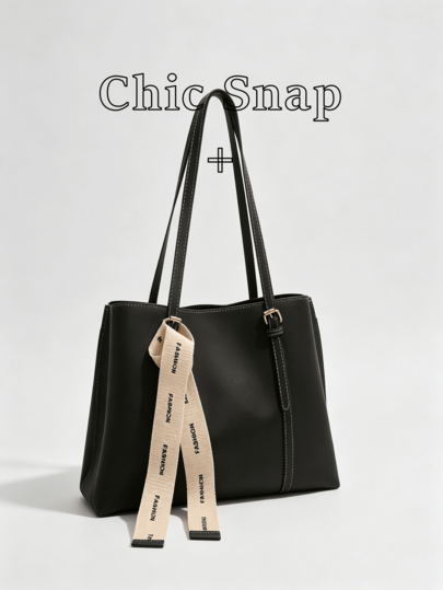 Black Minimalist Tote Bag For Women, Summer New Large Capacity Shoulder Bag, Commuter Casual Handbag, Versatile Elegant Underarm Bag, Suitable For Shopping, Wallet, Young Women, College Students, Newcomers, White-Collar Workers. Perfect For Office, University, Work, Business, Commuting, Outdoor Activities, Travel And Outings