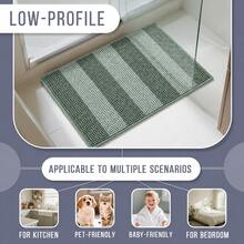 1pc 40x60cm Super Soft Absorbent Anti-Slip Rectangular Polyester Cationic Dual-Color Chenille Striped Floor Mat, Hot Melt Glue Backing, Thick Plush Bedroom Bedside Rug, Multi-Color Options, Machine Washable Quick Dry - Striped Series - View 5