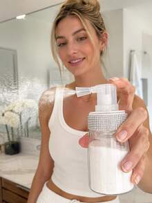 1pc Rhinestone Spray Powder Bottle, Rhinestone Makeup Powder Dispenser Bottle, Fluffy Powder Spray Bottle, Suitable For Various Powder Dispensing Bottles, 1pc Rhinestone Powder Spray Bottle, Refillable Transparent Press-Type Dispenser Bottle, Suitable For Body Powder, Talcum Powder, Fluffy Powder And Home Hair Salon Use - View 6