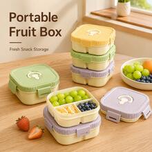 900ML Divided Portable Square Plastic Lunch Box With Handle, Microwave , Leak-Proof Sealed Fruit Salad Food Storage Container, Suitable For Students, Home, School, Office, Outdoor Camping, Picnic, Travel, Back To School - Multicolor - View 5