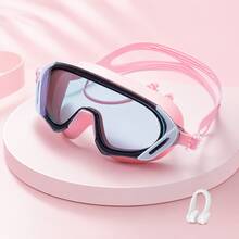 High Definition Anti-Fog Adult Swim Goggles, Wide View Swimming Goggles, Unisex Professional Training Swim Goggles, Adjustable Silicone Strap Comfortable Fit Swimming Gear - Pink - View 2