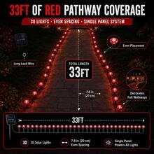 30 Pack Red Solar Lights Outdoor Waterproof, 8 Modes Auto On/Off IP65 Solar Garden Lights, Spooky Blood Red Pathway Lights For Halloween Yard Patio Lawn Driveway Walkway Decor - 紅燈 - 查看 3