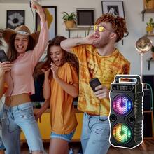 Portable Speaker, Outdoor Wireless Speaker, Button Controls, Subwoofer, 1200mAh Battery Capacity, Maximum Power 14W/Minimum Power 3W, RGB Light Strip With Colorful Lighting Effects, Dual Speakers, Suitable For Home Use, Outdoor Activities, - Classic Black/Enhanced Pro - View 10