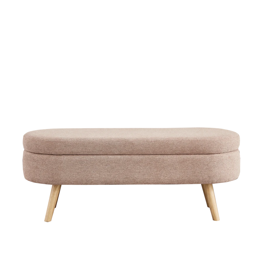Storage Bench With Storage Space, Beige Color, Ideal For Bedroom Or Hallway - Pink - View 1