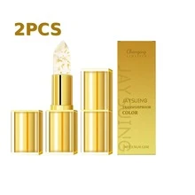 JAYSUING 2PCS Transferproof Color Changing Lipstick  Color Changing Lipstick Gold Foil For Women Moisturizing Glossy Shine Lip Gloss Deep Nourishment Christmas Gifts Valentine's Day Gifts - 金色 - 查看 8