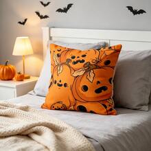 1pc Digital Print Pillow Covers, Cushion Covers, Cute Cartoon Pumpkin Ghosts With Leaves Playful Fun Halloween Home Decor (Excluding Pillow Core) - Multicolor - View 11