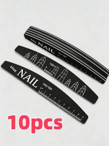 100/50/25/20/10/8/6/4/3/2/1件 可水洗耐磨刻度指甲锉，不掉屑海綿緩衝墊，耐用雙面修形拋光指甲锉，隨機款式與顏色，適用手部壓克力指甲，美甲師用品，雙面海綿指甲緩衝塊，用於指甲修形與拋光 - 黑色 - 查看 13