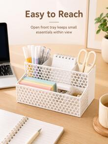 Large Capacity Honeycomb Hollow Design Desktop Organizer, Multi-Layer Multi-Compartment Office Stationery Student Desk Storage Rack, Innovative Back To School Gift, Suitable For Office Desk And Study Desk - One Size - View 4