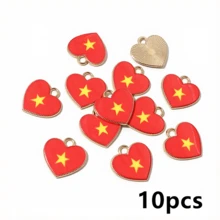 10件 15x16mm 琺瑯國家國旗心形吊墜DIY珠寶製作配件，適用於項鍊耳環，禮物創意 - 國旗 - 查看 30