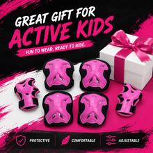 BAT DEICIDE 6PCS Kids Protective Gear CPSIA Certified: Knee Pads Elbow Pads Wrist Guards For Skateboard Cycling Scooter Skating Balance Bike 5-10Y, Back To School - Pink - View 2
