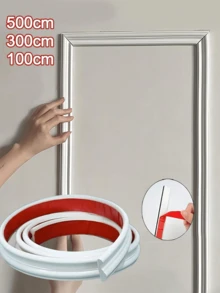 White Flexible Self-Adhesive Wall Decorative Strip, Waterproof PVC Self-Adhesive Trim, Suitable For Doors, Tiles, Cabinets, Mirrors And DIY Home Decor Projects, Cabinet Detail Decorative Edge Strip - Multi-color - View 1