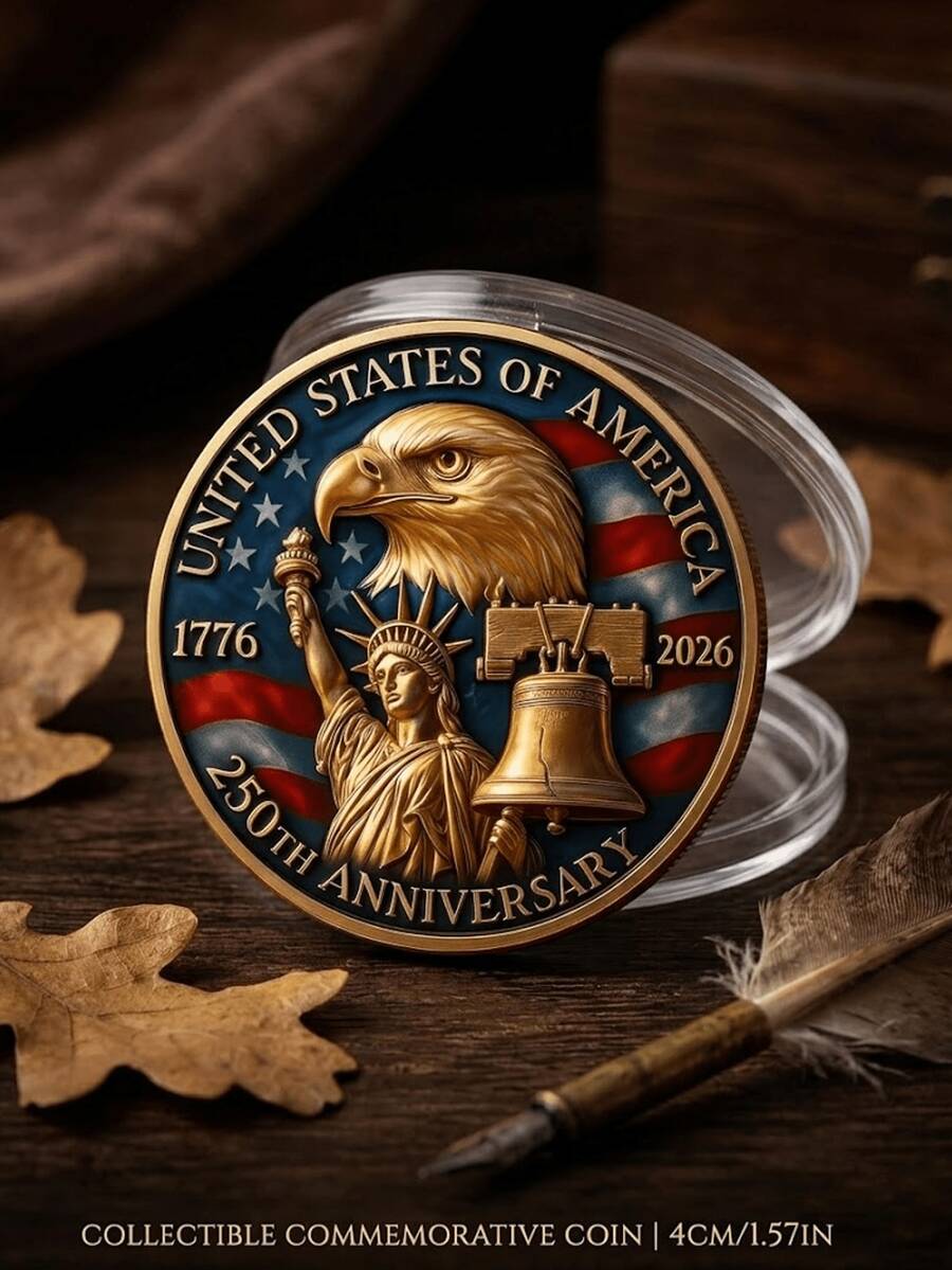 US Independence Day 250th Anniversary Commemorative Coin Replica Set, Independence Day Theme Party Favors - Multicolor - View 1