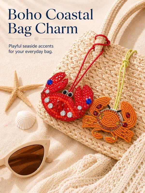1 Beaded Crab-Shaped Hanging Ornament-Suitable As A Handbag Charm Or A Gift For Holidays, Graduations, Teachers' Day, Birthdays, And Mother's Day; Als
