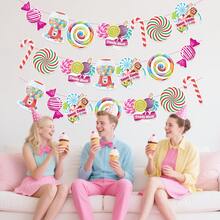 1 Set Candy Birthday Decorations, Candy Birthday Party Banner Decorations, Suitable For Candy Birthday Party, Christmas Home Decor, Living Rooms, Outdoor Decorations. - View 5