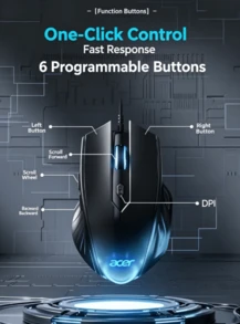 Acer Wired USB Gaming And Office Mouse, Ergonomic, Compatible With Laptops And Desktops - View 7