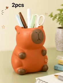 1pc Cute Cartoon Capybara Pen Holder, Personalized Creative Funny Makeup Brush Organizer, Multi-Functional Stationery Storage Rack For Pencils, Ballpoint Pens, Student Supplies Desk Office Supplies Office Accessories - Multicolor - View 9