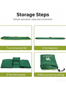 CAMEL CROWN Portable Anti-Rollover Outdoor Hammock With High Weight Capacity, Foldable Leisure Swing Hammock For Travel, Camping & Wilderness Use - Dark Green/Fruit Green - View 5