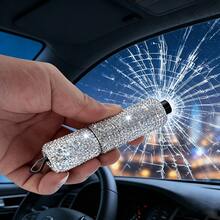 1件裝閃亮汽車破窗器兼安全帶切割器 2合1緊急逃生工具 便攜式水晶鑽安全錘 汽車救生鑰匙圈配件 女款 - 多色 - 查看 2