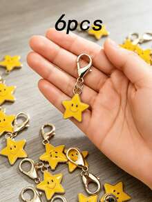 24/12/6pcs Lobster Clasp Smile Star Pendant Key Ring, Multi-Purpose Cute Star Bag Accessory, Small Enamel Star Charm For Backpack Handbag Purse Keys, Lovely Daily Matching Decor Gift - Multiple Styles - View 13