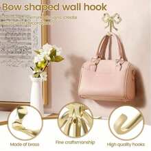 Brass Bow Wall Hooks - Traditional Style Metal Wall-Mounted Hook For Door, Bathroom, Kitchen, Bedroom - Easy To Install, Elegant Home Decor, 1pc - A - View 8