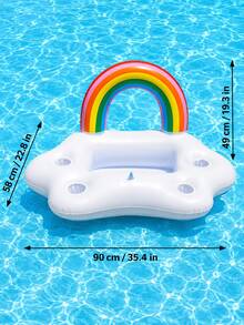 Portable Rainbow Cloud Inflatable Beverage Cup Holder With Ice Bucket, 5-Slot Design, PVC Material, Suitable For Pool, Beach Party, Outdoor Leisure And Other Water Activities - Multicolor - View 10
