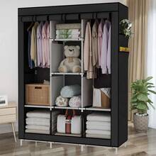 Foldable Wardrobe Closet For Organizing Clothes With Zipper - 125x45x165 黑色 - 查看 3