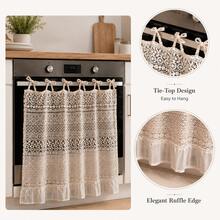 1pc Vintage Hollow Lace Semi-Transparent Decorative Curtain, Stove Oven Cabinet Cover, Minimalist Cream Style Kitchen Home Decor (Size 76*54cm) - Beige - View 6