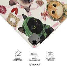 GIIPPA 1pc Cute Scarf Kitten Heart Lips Toast Cupid Print Protective Case, Comes With Stickers, Perfect Valentine's Day Gift, Magnetic Detachable Y-Fold Shockproof Cover, With Pen Slot, Compatible With IPad Mini 6/7, Air 2/3/4/5/11/13" (M2/M3 2024-2025), 5/6/7/8/9/10/11th Gen, Pro 10.5/11/12.9" (2017-2025), Japanese Cute Sweet Vintage Pastoral Style - Multicolor - View 3