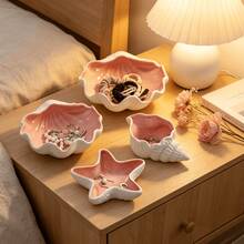 1pc Exquisite Ceramic Pink Series Jewelry Storage Tray, Suitable For Storing Earrings, Rings, Keys And Small Accessories, Perfect Birthday Or New Year Gift, Suitable For Desktop Storage, Valentine's Day Gift - 1PC - View 4