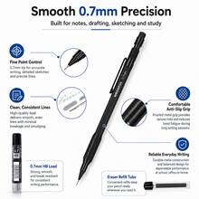 Metal Mechanical Pencil Set, 1pc Drafting Pencils With 4 Boxes HB Lead Refills And Eraser, 0.5mm 0.7mm 0.9mm 1.3mm Refillable Automatic Pencil Kit For Writing, Drawing, Sketching, School And Office Supplies - Multicolor - View 4