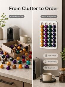 3/1pc Modern Magnetic Coffee Capsule Storage Rack, Minimalist Drill-Free Wall-Mounted Panel, Premium Metal Material, Coffee Capsule Storage Rack, Suitable For Refrigerator, Kitchen Decor, Coffee Station, Can Store 24 Capsules - Multicolor - View 8