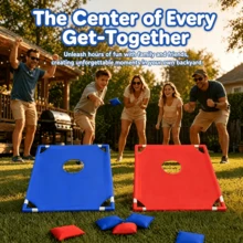 Portable Outdoor Bean Bag Toss Set With 2 Target Boards & 6 Beanbags. This Competitive Tossing Rack Suits Yards, Beaches And Outdoor Parties. It's A Fun Interactive Family Game For All Ages, A Great Gift For Halloween, Christmas And Easter - Blue - View 5