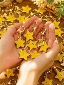 24/12/6pcs Lobster Clasp Smile Star Pendant Key Ring, Multi-Purpose Cute Star Bag Accessory, Small Enamel Star Charm For Backpack Handbag Purse Keys, Lovely Daily Matching Decor Gift - Multiple Styles - View 2