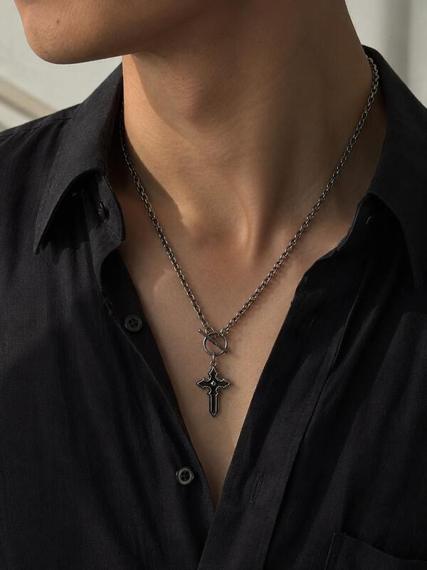1pc Men's Cross Necklace