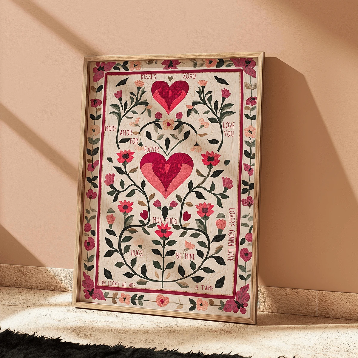 1 pieza Póster de arte de pared vintage, patrón de corazón dibujado a mano, pintura de boda del Día de San Valentín, regalo de arte de pared romántico para ella, impresión de aniversario, enmarcado o sin enmarcar, decoración de habitación/hogar, decoración de apartamento de dormitorio universitario, regalo de decoración de pared de dormitorio - A - Ver 1