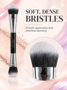 ENERGY Dual-Ended Makeup Brush Set, Portable Face Makeup Brushes With Storage Bag For Foundation Concealer Blush Powder - Black - View 3