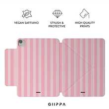 GIIPPA 1件粉色與白色條紋Y折磁吸平板保護殼，PU皮革外層搭配硬質壓克力防彎背板，無筆槽，多角度支撐，自動休眠/喚醒，適合辦公與日常使用，兼容iPad Mini 6/7、Air 2/3/4/5/11/13" (M2/M3 2024-2025)、5/6/7/8/9/10/11代、Pro 10.5/11/12.9" (2017-2025)，Summer Obal Na，11 A16保護殼，保護套 - 多色16 - 查看 2