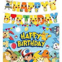 Cute Multiple Cartoon Character Theme Party Backdrop Banner Birthday Party Decoration Set - Multicolor - View 9