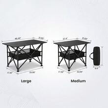 AORAN Portable Height-Adjustable Folding Table With Storage Bag, Camping BBQ Folding Table, Picnic BBQ Table, Simple Style, Sturdy And Durable And Easy To Operate, Portable Camping Equipment, Outdoor Picnic, For Outdoor Cooking, P - 黑色46.4in - 查看 9