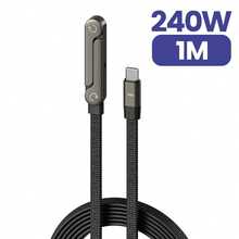 Olaf 2 合 1 合金金属支架 USB-C 转 USB-C 快速充电可折叠支架数据线，240W/65W Type-C 桌面充电线，兼容 17/16，周年纪念礼物 - 黑色 - 查看 10