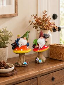 Autumn Garden Gnome Mushroom Decor, Harvest Outdoor Figurine With Welcome Sign, Cute Fairy Garden Statue, Patio Yard Lawn Planter Decoration, Thanksgiving Pumpkin Garden Decor Gift - 1PC - View 6