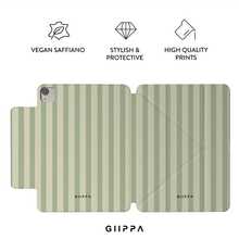 GIIPPA 1件綠色與白色條紋Y折磁吸平板保護殼，PU皮革外層搭配硬質壓克力防彎背板，無筆槽，多角度支架，自動休眠/喚醒，適用辦公與日常使用，相容 iPad Mini 6/7、Air 2/3/4/5/11/13" (M2/M3 2024-2025)、5/6/7/8/9/10/11代、Pro 10.5/11/12.9" (2017-2025)，Summer Obal Na 保護殼，11 A16 保護殼，保護套 - 多色15 - 查看 3
