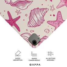 GIIPPA 1件裝粉色貝殼與海星印花Y折磁吸平板保護殼，PU皮革外層搭配硬質壓克力防彎背板，無筆槽，多角度支架，自動休眠/喚醒，防震柔軟微纖維內裡，夏日海灘風修身設計，適用於學校、辦公室與日常使用，相容 iPad Mini 6/7，Summer 11 A16 保護殼/保護套 - 彩色 - 查看 3