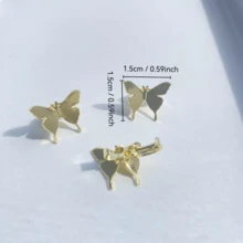 10个金色金属质感星形编织发夹，时尚发饰，发爪，发卡，发夹，发卡，夏季，假日，旅行 - 金色 - 查看 5