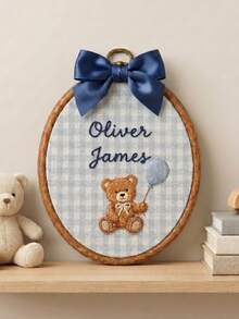 1pc Customized Embroidered Name Photo Frame: Personalized Room Decor - Teddy Bear - View 3
