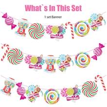 1 Set Candy Birthday Decorations, Candy Birthday Party Banner Decorations, Suitable For Candy Birthday Party, Christmas Home Decor, Living Rooms, Outdoor Decorations. - View 6