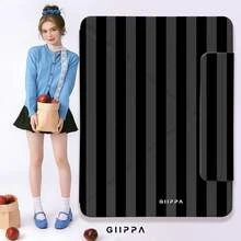 GIIPPA 1 pièce Étui de tablette à rayures gris & noir avec fermeture magnétique en Y, extérieur en PU avec dos en acrylique dur anti-pliage, sans porte-crayon, support multi-angle, veille/réveil automatique, usage bureau & quotidien, compatible avec IPad Mini 6/7, Air 2/3/4/5/11/13" (M2/M3 2024-2025), 5/6/7/8/9/10/11 Gen, Pro 10.5/11/12.9 pouce (2017-2025),Summer Obal Na , Étui,Coque , 11 A16 Étui,Housse - Multicolore 9 - Voir 7