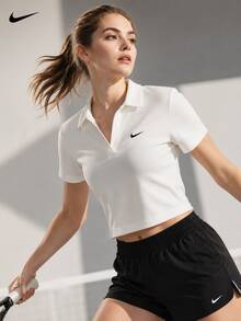 Nike New Women's Sportswear Knitted Collar Short Polo Shirt - White - View 5